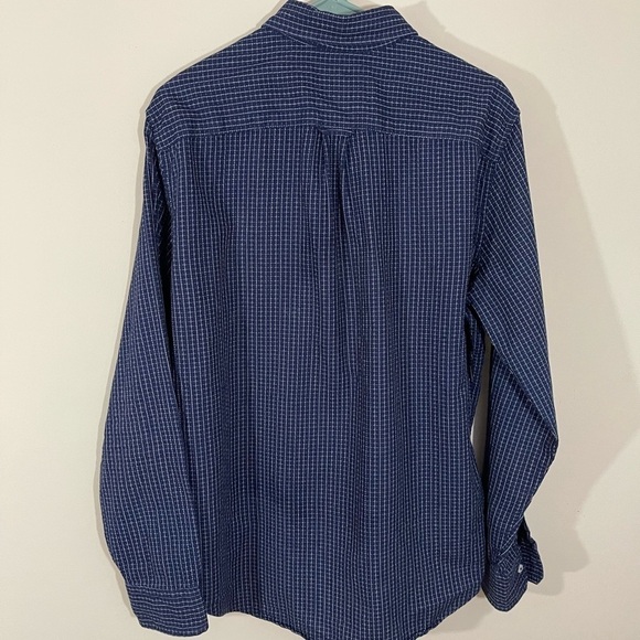 American Eagle sz med mens button down navy windowpane check Premium Indigo - Picture 9 of 12